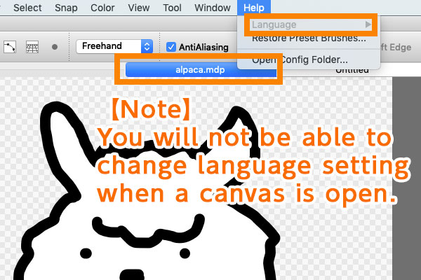 Check if a canvas is closed prior to changing language