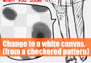 Change to a white canvas.(from a checkered pattern)