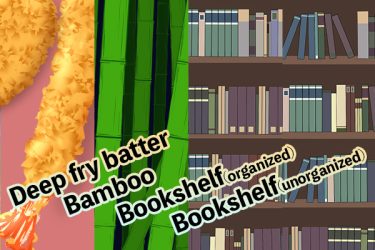 Brush：Deep fry batter,Bamboo,Bookshelf