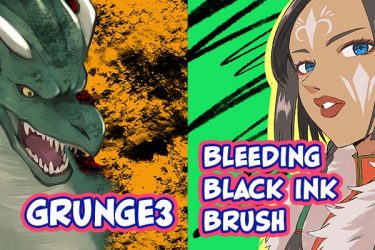 Brush：Bleeding black ink, brush Grunge3